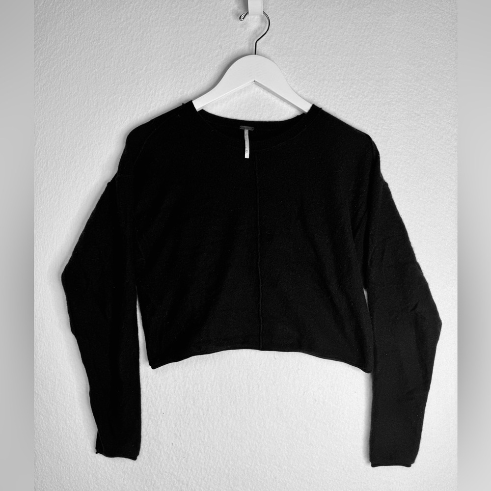 Free People Black Cropper Sweater, Size XS